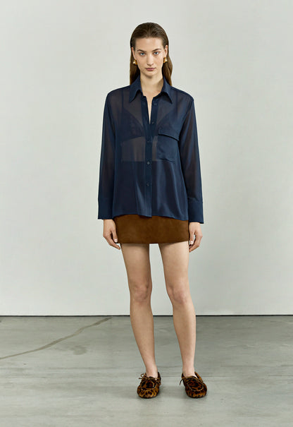 The Wilfred in Navy Blue Silk