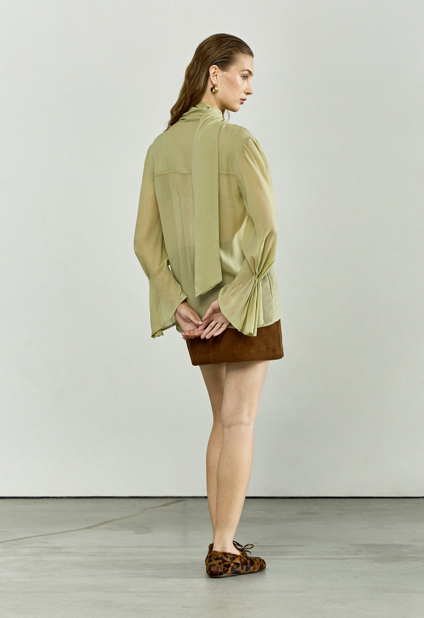 The Bow Blouse in Sage Green