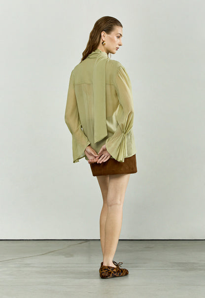 The Bow Blouse in Sage Green