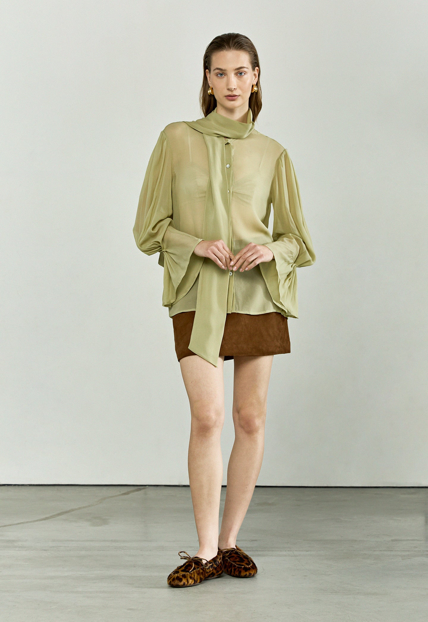 The Bow Blouse in Sage Green