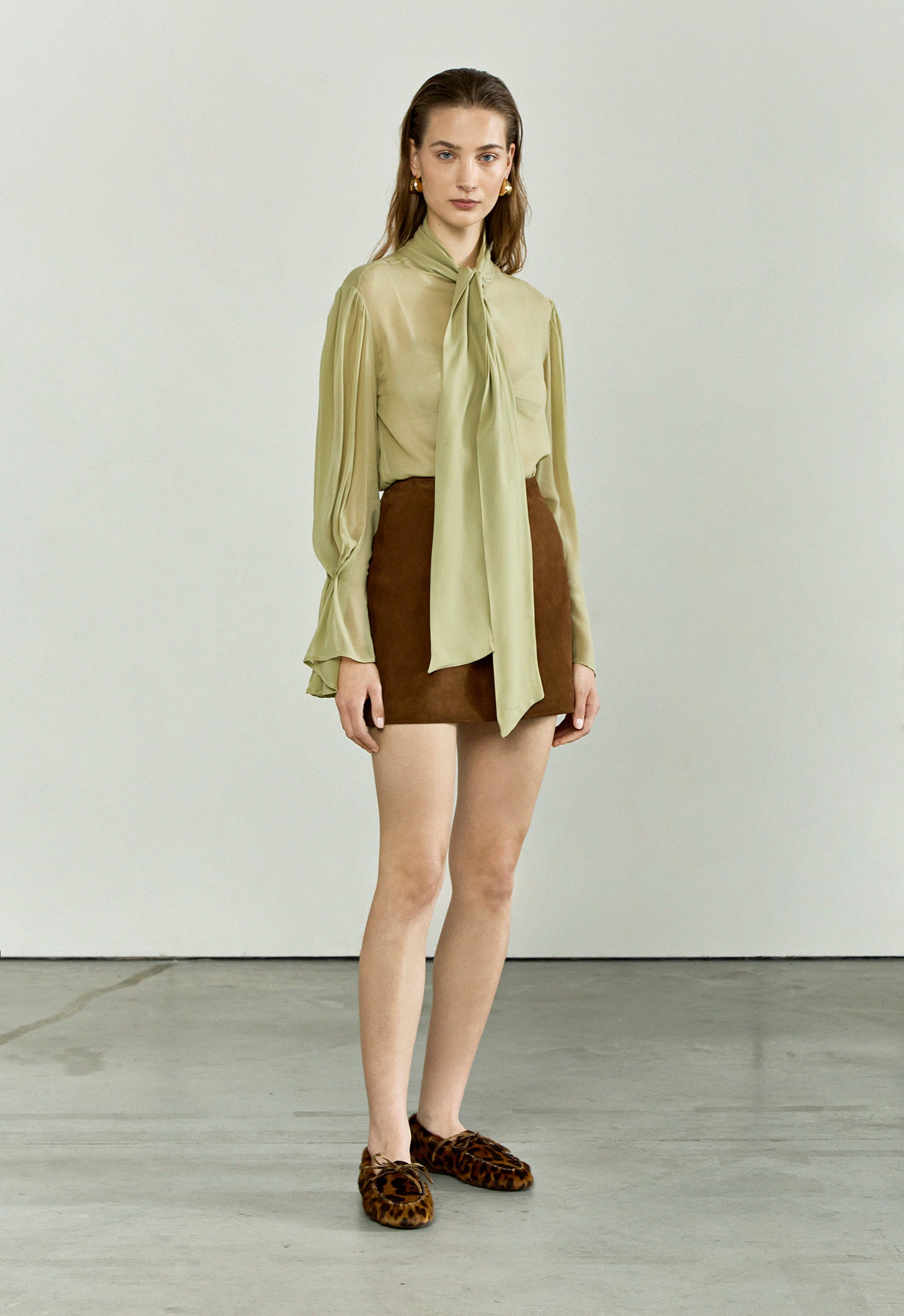 The Bow Blouse in Sage Green