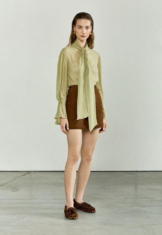 The Bow Blouse in Sage Green