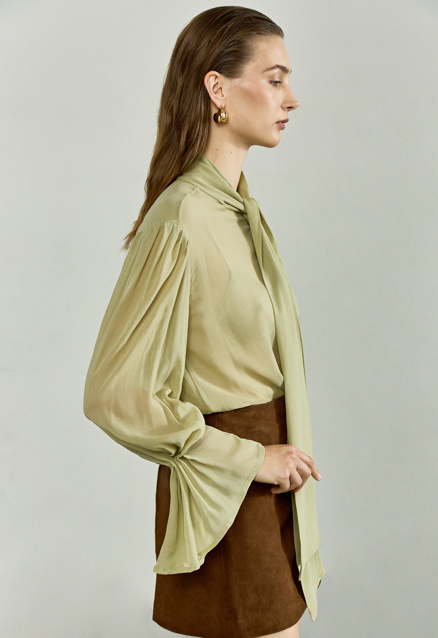 The Bow Blouse in Sage Green
